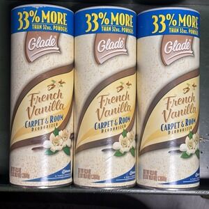 Glade French Vanilla Carpet and Room Deodorizer Powder 42.6 oz Lot of 3 Bulk‎